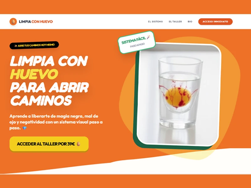 PÁGINA DE VENTA - TALLER LIMPIA CON HUEVO