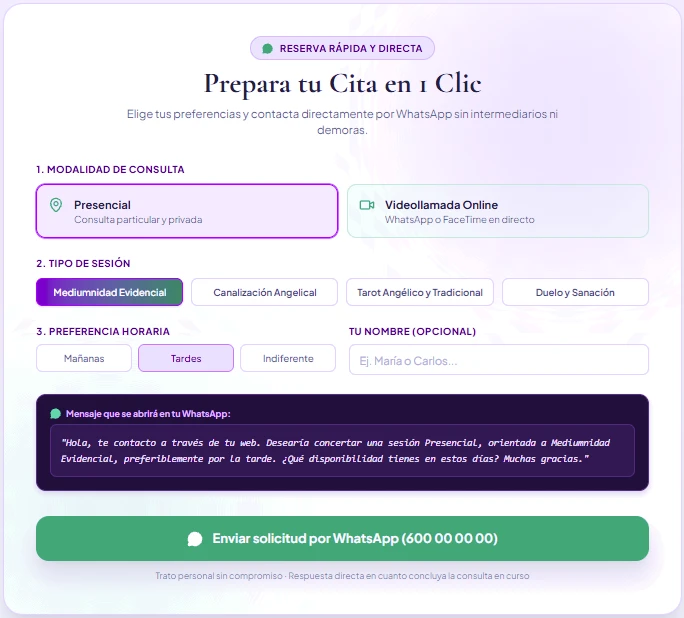 Modelo 3: Caja con opciones de cita y acompañamiento