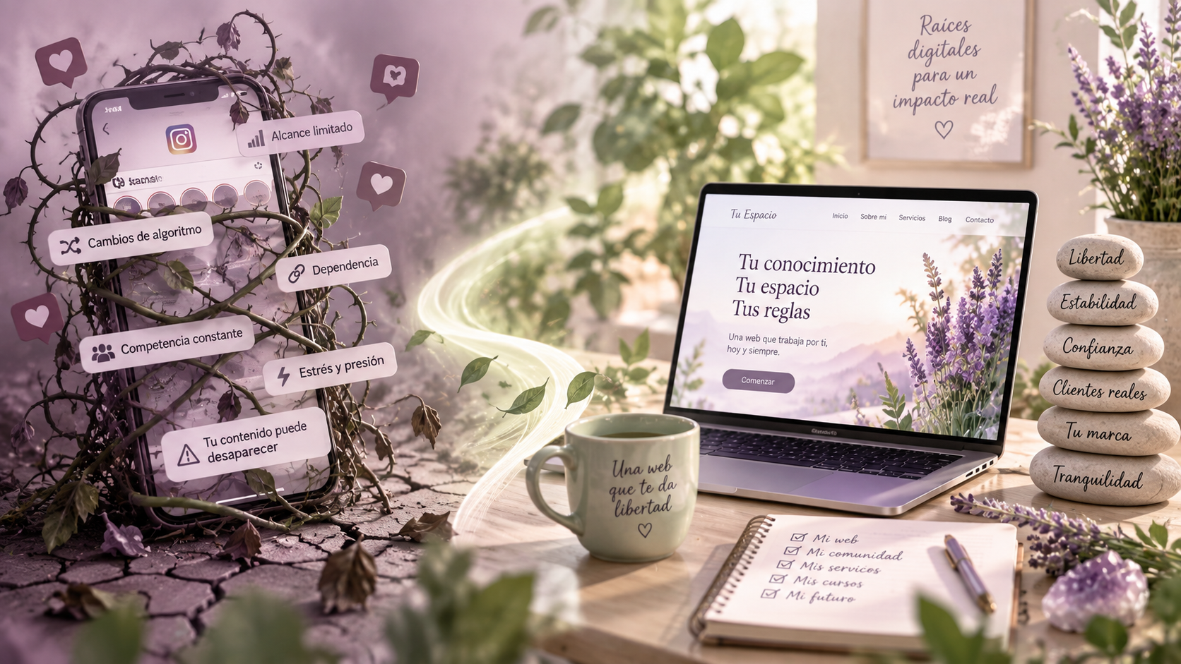 Por qué depender solo de Instagram es una trampa para una terapeuta (y cómo tu web te protege)