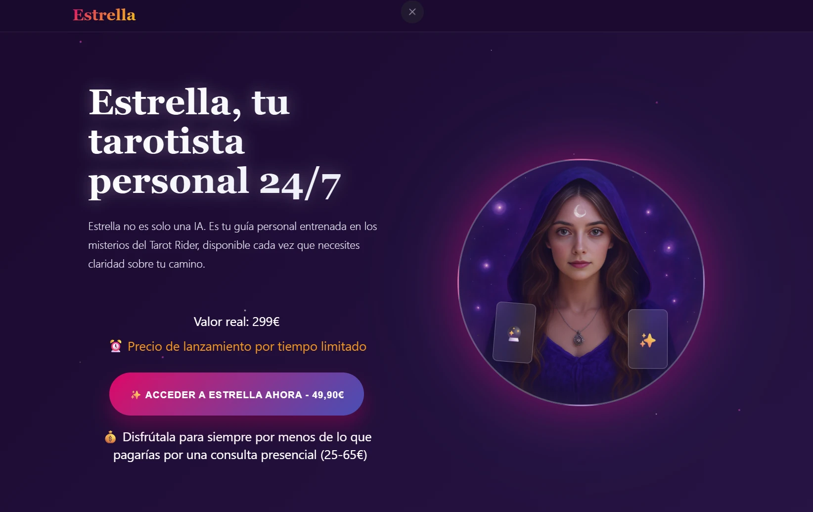 PÁGINA DE VENTA ESTRELLA TAROTISTA
